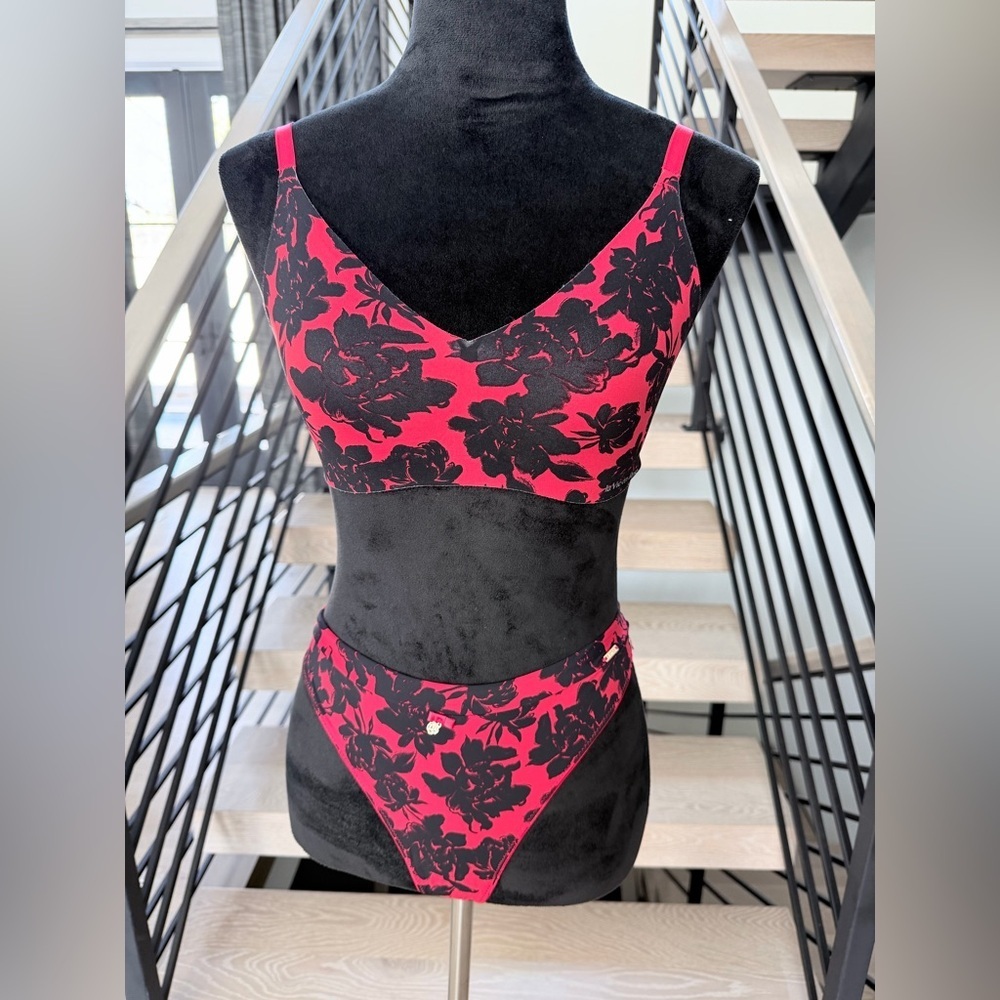 Floral Red & Black Lingerie matching set size S